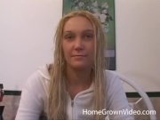 Watching my blonde girlfriend finger her shaved pussy 2/16