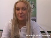 Watching my blonde girlfriend finger her shaved pussy 3/16