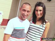 Tattooed girlfriend in fishnets gags on cock 2/16