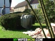 Her busty blonde old mom and husband fucking on the backyard 11/16