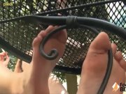 Barefoot redhead shows off cute feet in public 13/16