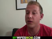 Busty mother in law rides his hard young cock 2/16