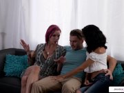 Jessica Jaymes, Anna Bell Peaks & Destiny Lovee fucking a huge cock 2/16