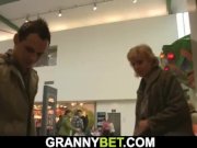 Picked up old blonde woman enjoys riding his young cock 3/16