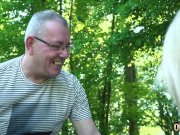 Petite teen blonde takes old man cock in her wet pussy then gives blowjob 5/16