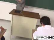 Hot Asian teacher blows her student and plays with his cum 6/16