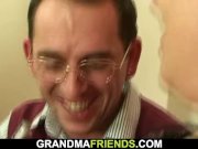 Big tits old mature woman threesome fucking POV 6/16