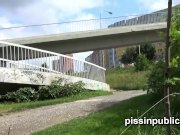 These girls had to emply their full bladders here and now 8/16