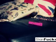 Skin Diamond fucks her tight wet pussy on her living room couch 16/16