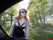 Big tit British mature Red masturbating in the car 7/16