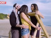 LETSDOEIT - French Babe Fucks A Voyeur On The Beach 8/16