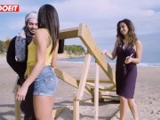 LETSDOEIT - French Babe Fucks A Voyeur On The Beach 9/16