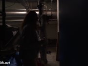 Jeny Smith looses her clothes and sneaks naked in the underground corridor 11/16