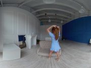 StasyQVR - 180 VR Porn Video - Red Hair, Blue Dress with LunyQ 1/16