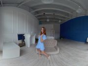 StasyQVR - 180 VR Porn Video - Red Hair, Blue Dress with LunyQ 2/16