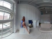 StasyQVR - 180 VR Porn Video - Red Hair, Blue Dress with LunyQ 4/16