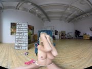 Lovely blonde amateur with natural tits stripping in VR 10/16