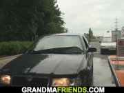 Old blonde woman double penetration in the fields 1/16