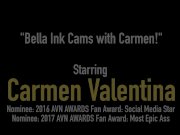 Sexy Carmen Valentina Dildo Drills With Tattooed Bella Ink! 1/16