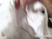 Claudia Valentine strips and plays with her pussy 9/16