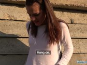 Public Agent Tight pussy fucked for cash outside 4/16