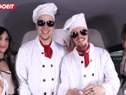 LETSDOEIT - Steak And Blowjob Treatment In The Sex Bus For German Amateurs 1/16