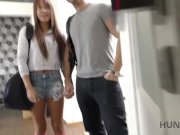 Hunt4K. Couple is in need of cash for motel so why girl gets naked 1/16