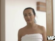 VIP4K. Sexy hottie leaves bathroom to have hard sex with mature man 2/16