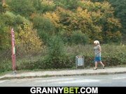 Picked up old blonde gets her hairy pussy fucked 1/16