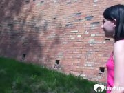 Babe shows her goodies while walking outdoors 5/16