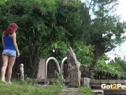 Naughty Redhead Pees In Neighbours Pool 2/16