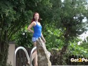 Naughty Redhead Pees In Neighbours Pool 4/16
