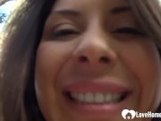 Horny chick uses a dildo while outdoors 15/16