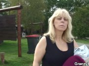 Blonde old granny ride stranger's cock public 2/16