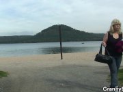 Blonde old granny ride stranger's cock public 3/16