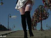 Look under my skirt. Jeny Smith spinning in a miniskirt in public 13/16