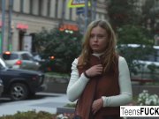 Busty blonde teen seduces him in a white dress 2/16