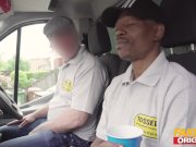 FAKE REMOVALS Fun with the Tossers gang as MILF and teen get fucked 1/16