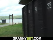 He fucks 60 years old blonde in public changing room 16/16