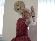 Blonde tattooed chick in a miniskirt teasing 3/16