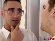 Costumed babe sprayed with jizz after riding threesome 1/16