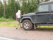 Sweet blonde tries to fix the car but gets fucked instead 1/16