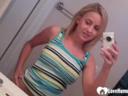 Blondie with a cute tattoo gets stark naked 1/16