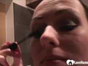 Hot babe shows her body while getting ready