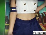 Marica strips off her costume and plays with herself 3/16