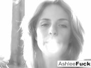 Sexy  Ashlee Graham smokes while showing off her natural tits 10/16