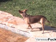 Two hot young lesbians play by the pool 15/16