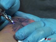 Shyla Stylez gets tattooed while playing with her tits 3/16