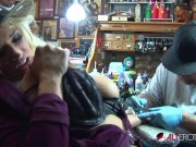 Shyla Stylez gets tattooed while playing with her tits 7/16