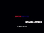 Redhead Fist Fucks Busty Blonde 3/16